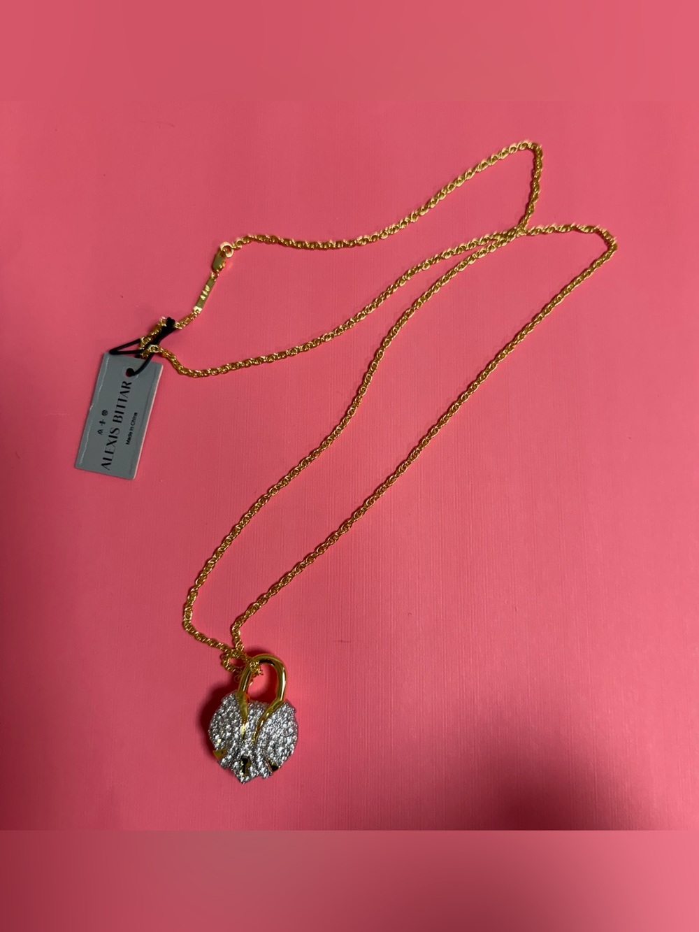 Alexis Bittar Crystal Heart Padlock Locket Necklace NWT